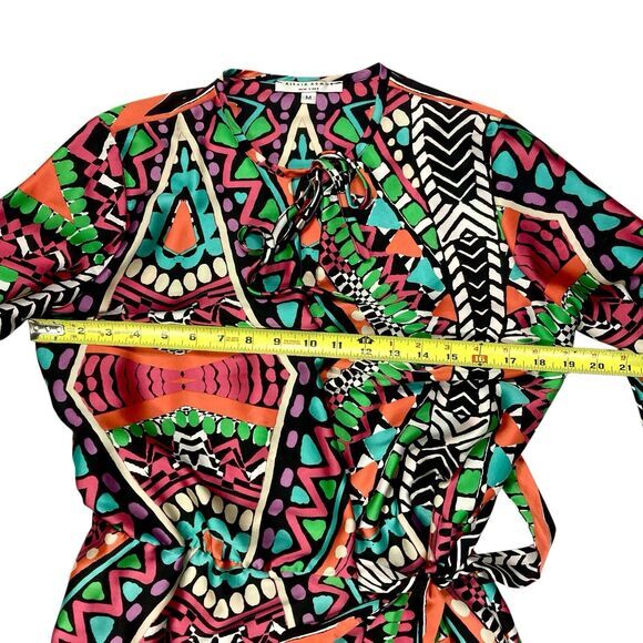 Alexia Admor Wrap Dress Womens M Multicolor Balloon Sleeve Tie Waist Boho Chic - Picture 10 of 16